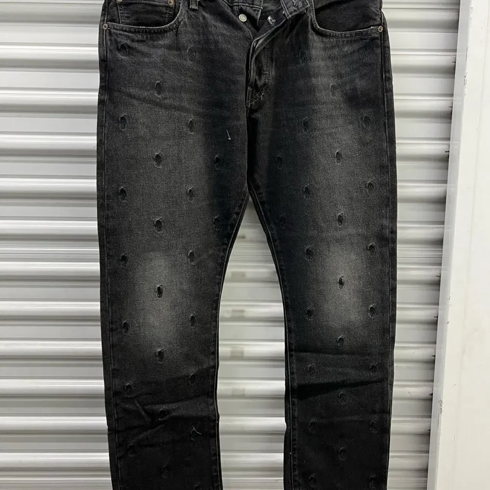 Polo by Ralph Lauren Black Straight Jeans with Distressed Design NEW. - Picture 1 of 7